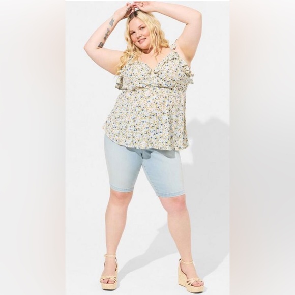 Torrid sz 3 Peplum Georgette Ruffle Surplice Tank Top NWT - Picture 4 of 8